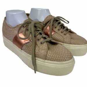 SUPERGA 2750 Cotu PU Snake Rose Gold Sneakers Platform‎ Women’s Size 9.5 EUC